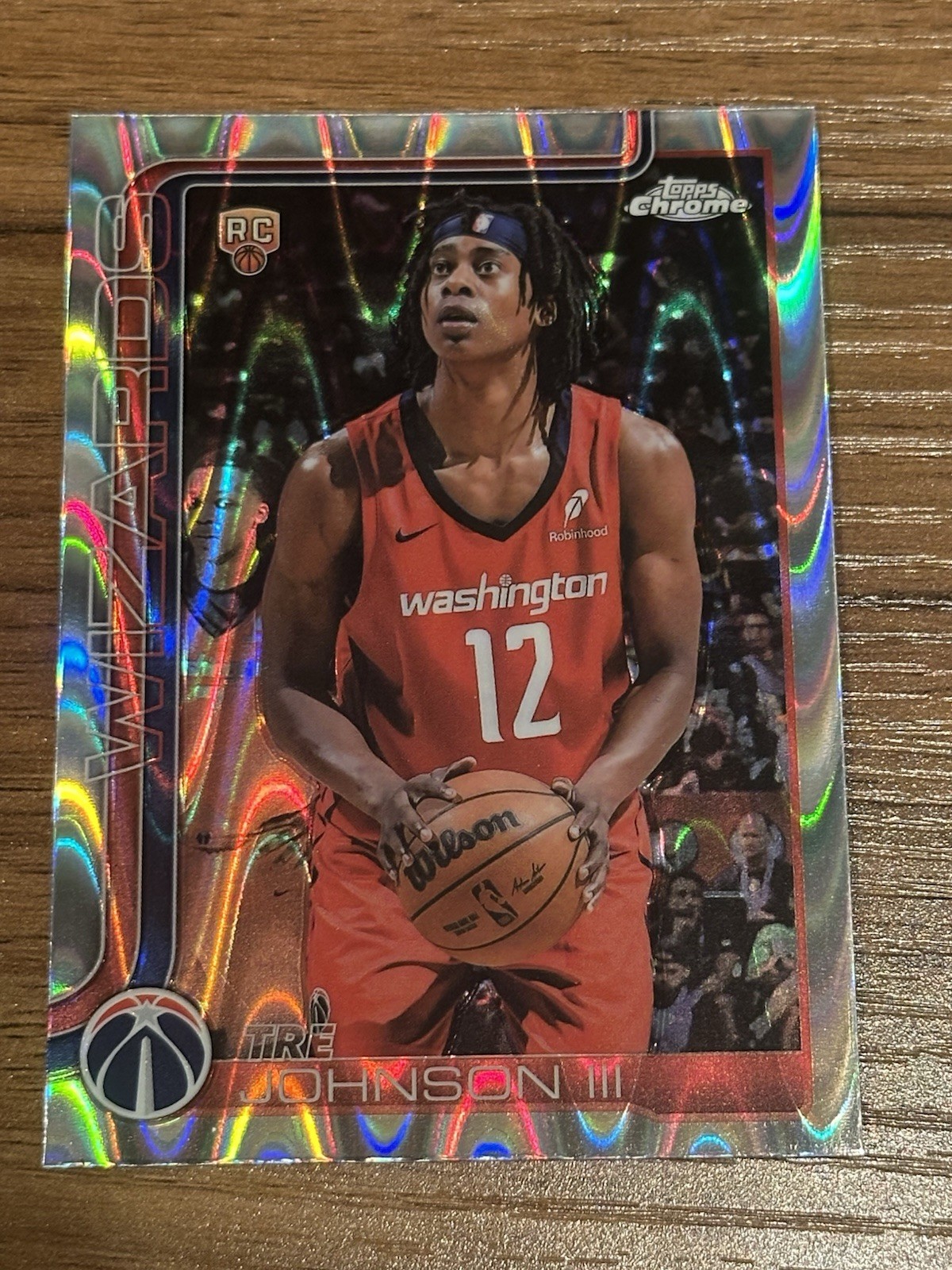 2025 Topps Chrome Tre Johnson RC #256 Raywave Refractor Washington Wizards