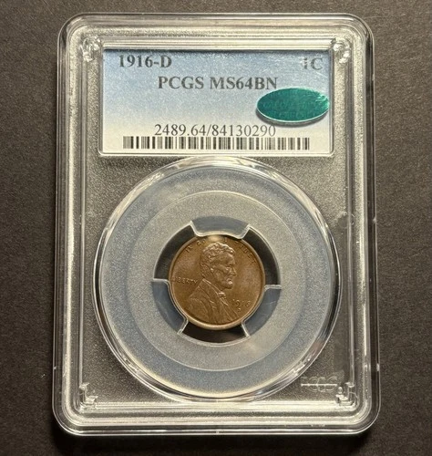 1916-D Lincoln Wheat Cent — PCGS MS64 BN CAC ✅ Toned — Video! 🔥