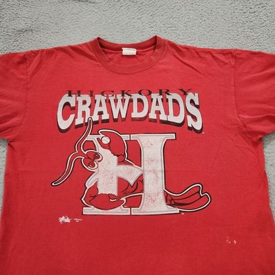 Vintage Majestic Hickory Crawdads Shirt Mens XXL Red MLN 90s Single Stitch US