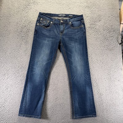 Seven7 Jeans Mens 34x30 Blue Cotton Denim Straight Faded Travel Workwear Stretch