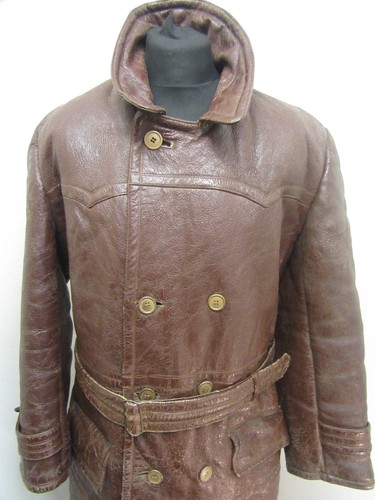 VINTAGE WW2 SHEEPSKIN LEATHER FLYING BARNSTORMER MOTORCYCLE JACKET SIZE L, - Picture 16 of 24