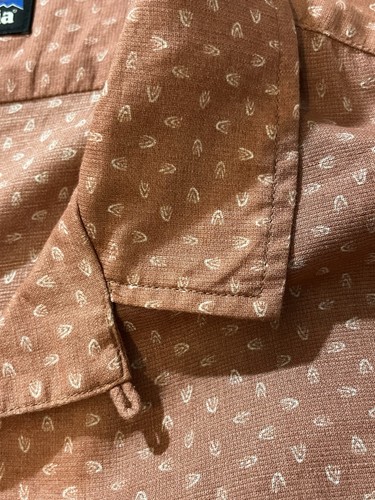 Patagonia Worn Wear Burnt Orange Hemp Blend Paisley Button-Up Shirt Size Large - Picture 8 of 13