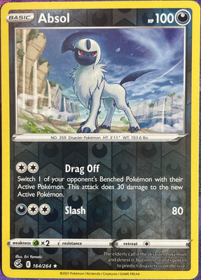Absol Reverse Holo Rare - 164/264 - Fusion Strike Pokemon 2021