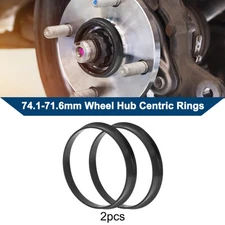 OD 74.1mm to ID 71.6mm Car Wheel Hub Centric Rings Black Polycarbonate 2 Pcs