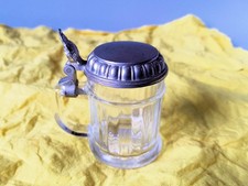 Vintage  Original  BMF Schnapskrügerl Schnapsglas mit Zinndeckel 30 ml.