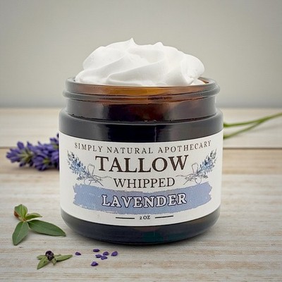 Beef Tallow Moisturizer Whipped, Frankincense Grassfed, Organic Natural Skincare