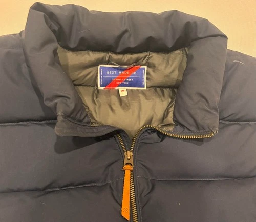 Best Made Co Vest Size L Large Navy Blue Quilted Puffer Full Zip Front Zipper image 3
