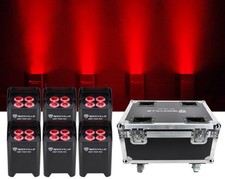 Rockville WET PAR WC PACKAGE BLACK 6 DJ Par Wash Lights Wireless Charging Case