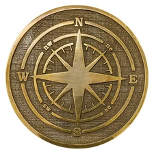 Handcrafted Brass Compass Rose Plaque | Nautical Garden Decor