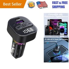 Bluetooth FM Adapter with QC3.0 Charger  LED Display for Cars - Fast Charging