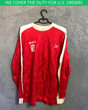 Puma Vintage Jersey Long Sleeve Football Shirt Red #8 Mens