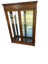 66973 Custom Hand Made Inlaid Mahogany Bookcase Curio Cabinet Etergie Drawer