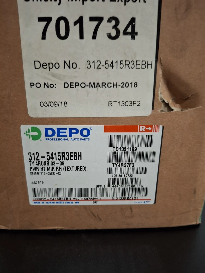 Espejo retrovisor eléctrico para Toyota 4Runner Passanger 2003-2009 lateral texturizado negro Foto 4 de 4