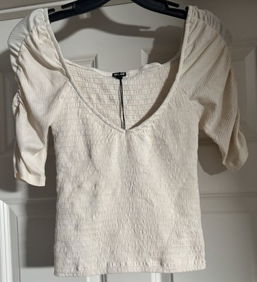 NWT Monrow x Anthropologie Coastal Preppy Scandi Minimal Smock Crop Size XS
