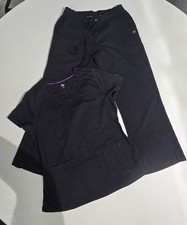 Women's Scrubs Black by Healing Hands Set Top  Pants Size M PETITE, Two Pocket