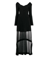 ALEXANDER McQUEEN Dress Long Sleeve Black Mesh Slit Fit and Flare Size S Japan