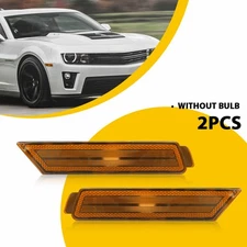 For 2010-2015 Chevy Camaro Front Bumper Side Marker Light Reflector Amber Lens J