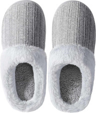 Womens Memory Foam Fuzzy Slippers Knitted House Slippers for Women Comfy Slip-On