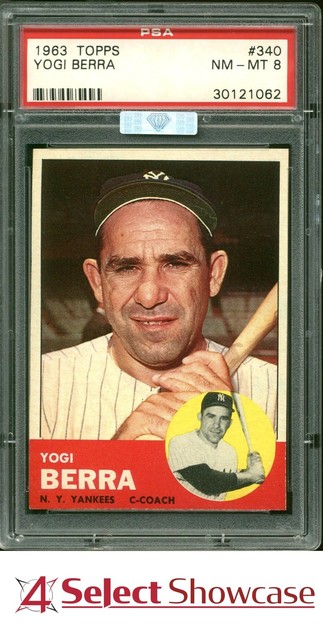 1963 Topps #340 Yogi Berra Yankees Hof MBA Silver Diamond PSA 8