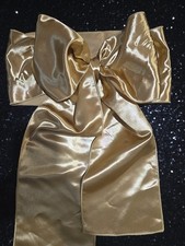 40pcs Satin Chair Cover Bow Sash 106"x6.5 Gold Brass Wedding Party Banquet Event