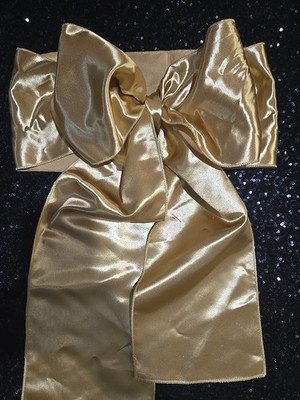 20pcs Satin Chair Cover Bow Sash 106''x6.5 Gold Brass Wedding Party Banquet Event