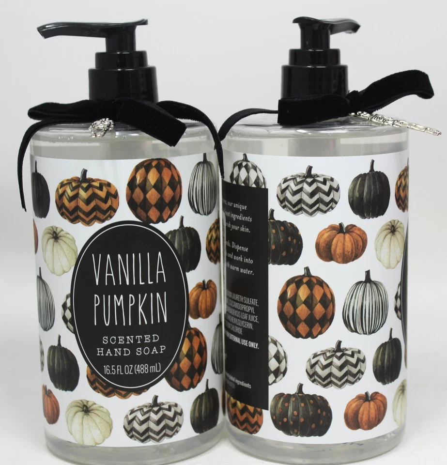 Jabón de manos de calabaza vainilla Halloween 16,5 oz lote de 2 esqueletos nuevo Foto 3 de 3