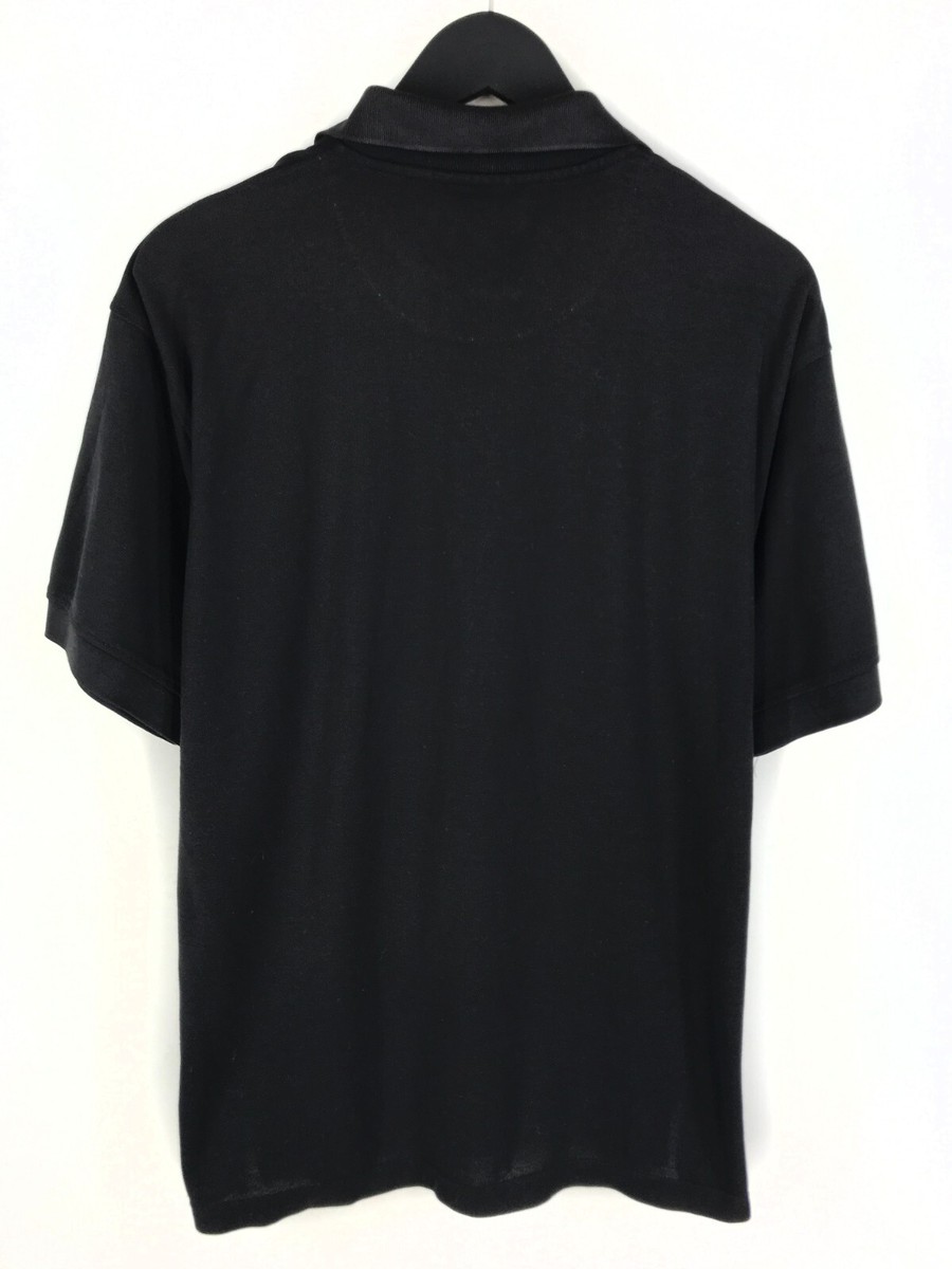 VTG Burberry London Black Polo Shirt Nova Check Logo Short