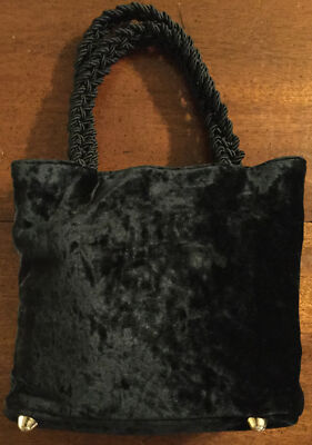 Pre~owned ~ Exquisite Neiman Marcus Velvet Evening Purse w Black Braided Handles