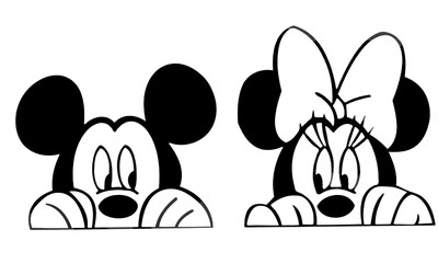 peeking mickey and minnie mouse set disney vinyl decal car