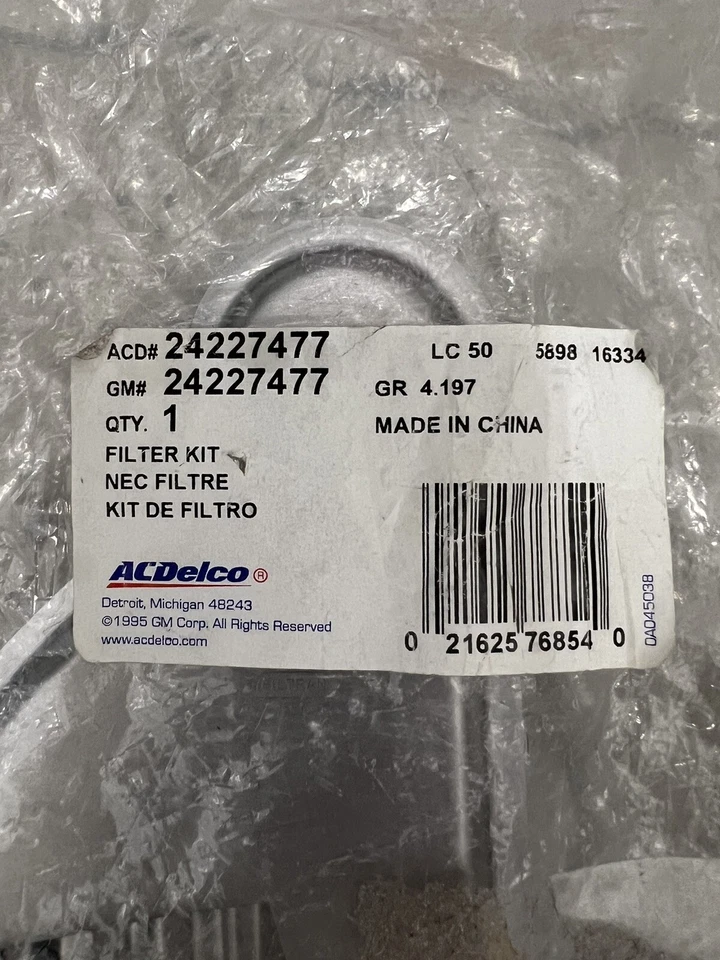 Kit Filtro Fluido Transmisión Automática ACDelco Original GM Nuevo OEM 24227477 Foto 2 de 4