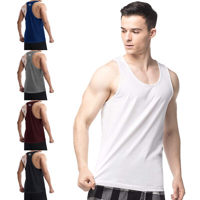 MEETHOO Herren-Muskelshirt ärmelloses Tank Top Baumwolle Männer Schwarz Weiss 