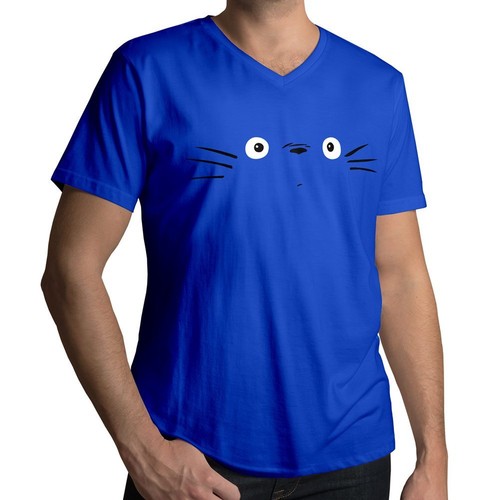 Totoro Face Cute Funny Classic Ghibli Anime Tee T-Shirt Vneck Custom My Neighbor - Picture 7 of 11