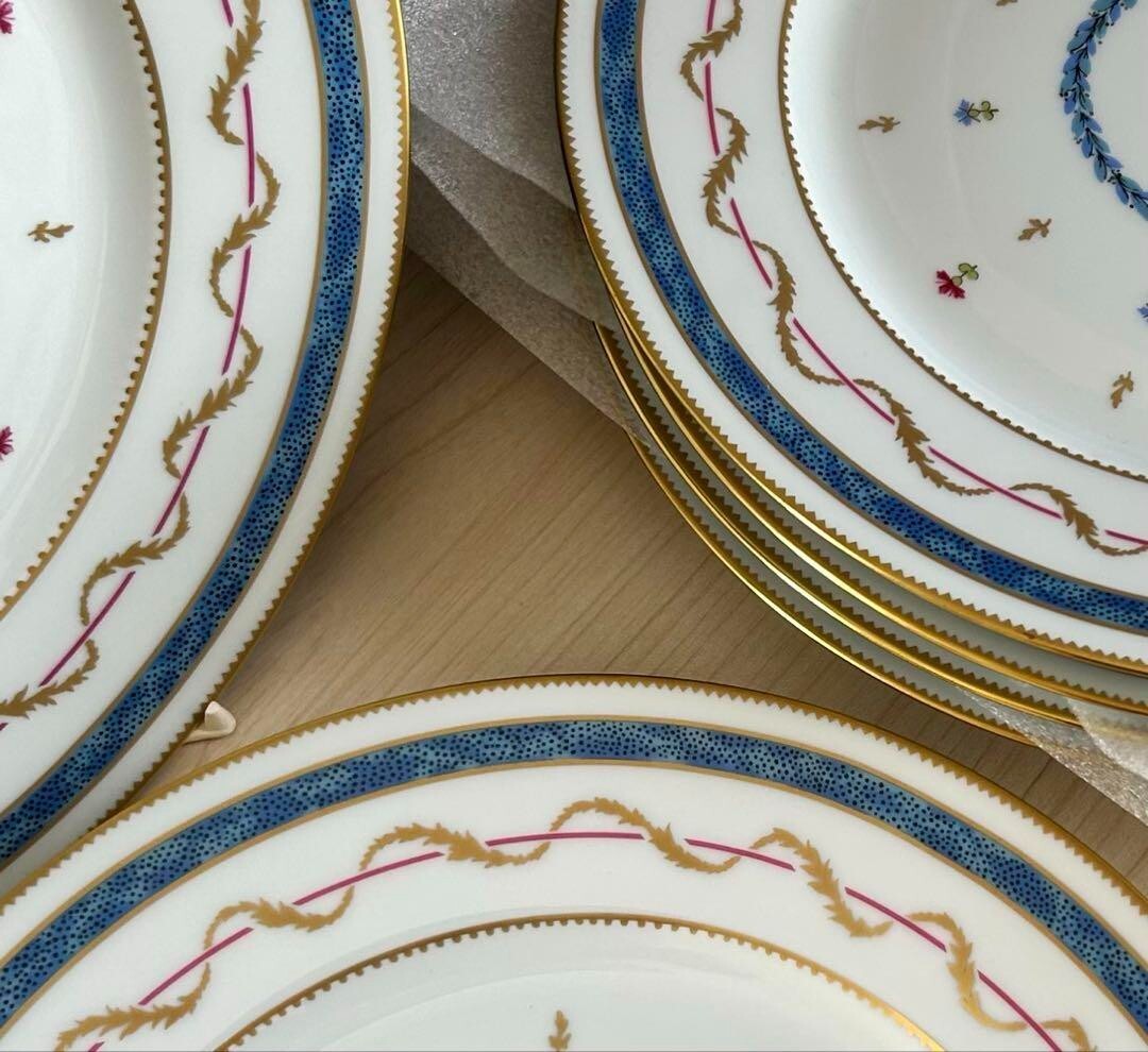 Haviland Limoges Vieux Paris Bleu Blue Plate 26cm 6 Set