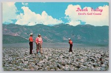 Postcard Death Valley CA Golfers at Devils Golf Course Salt Crystal Beds