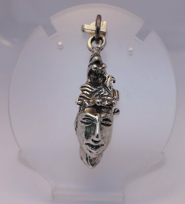 Aztec Warrior Head Pendant - 319E2 - Real 925 Sterling Silver