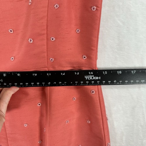 Vintage Ann Taylor Dress Womens 6 Petite Coral Pink Beaded Dupioni Silk 90s Y2K - Picture 11 of 12