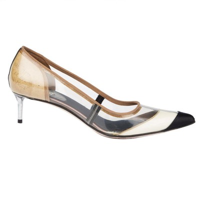 clear kitten heel pumps