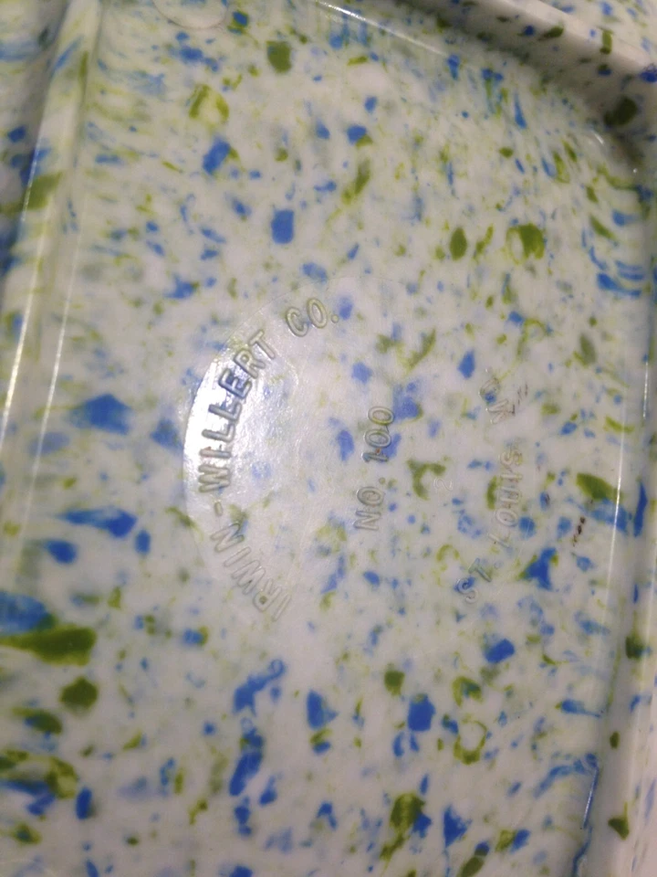 2 MCM Midmod Melamine Confetti Ashtray Irwin-Willert Co, No. 100, Green/Blue - Image 3 of 4