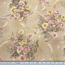 Vintage Sweet Memories P&B Textiles 2001 Florals Beige Cotton by the HALF YARD