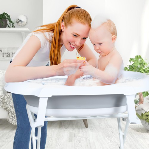 Baby Badewanne Badezimmer Babywanne Faltbare mit Ständer Sicher Ergonomische - Bild 8 von 8