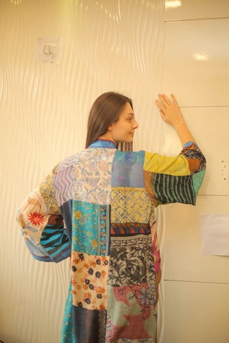 100% Crepe Silk Multicolor Patchwork Kimono Long Night Floral Robe PS PWK1021 - 第 11/11 張圖片