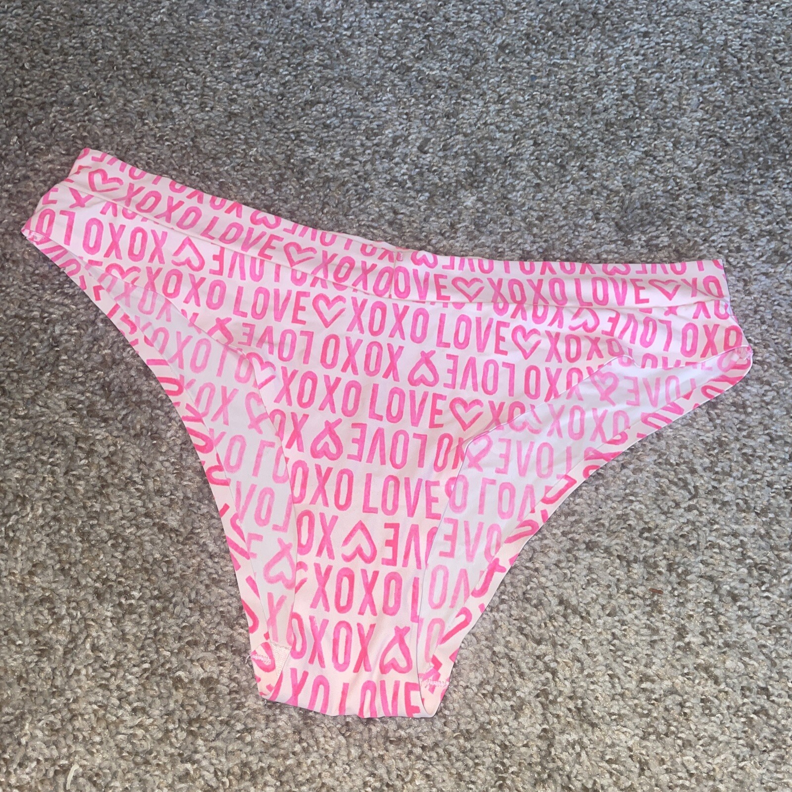Vintage XOXO Love Bikini Underwear Panties Pink White… Gem