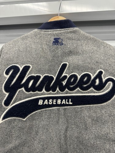 Vintage 90er New York Yankees Starter Uni Bomber Jacke Wolle MLB grau groß - Bild 5 von 14