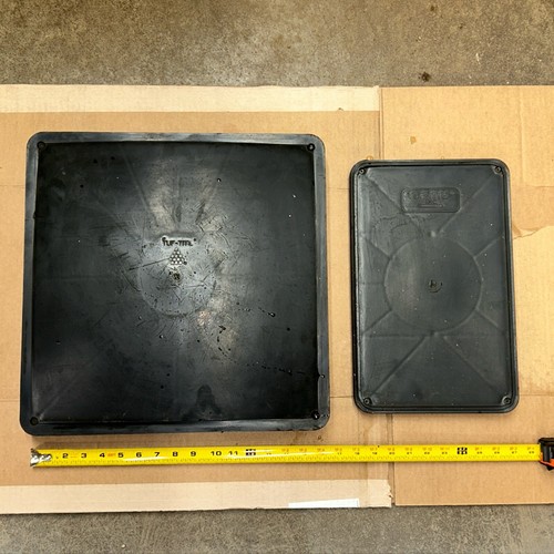 2 TUF-TITE BLACK RECTANGULAR LIDS COVERS PLASTIC SEPTIC TANK 16X16”, 9.25x14.75”