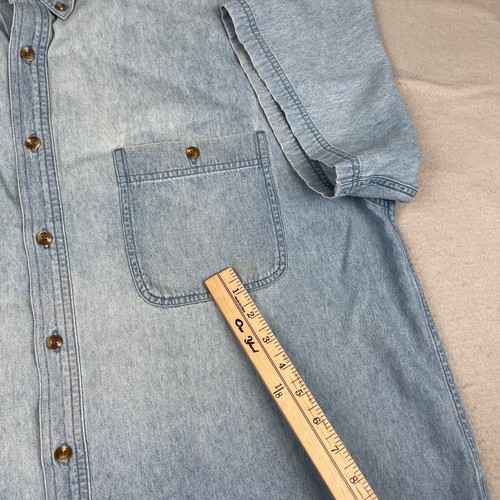 Vintage Eddie Bauer Denim Shirt Mens XL Blue Western Button Up Oversized Baggy - Picture 4 of 14