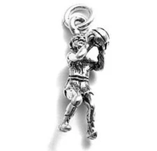 925 Sterling Silver 3D Basketball Player Charm
