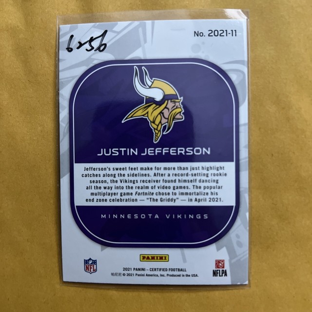 2021 Panini Prizm Hype Blue Ice Prizm H5 Justin Jefferson /99 for