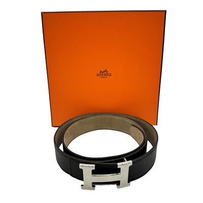 Authentic HERMES Constance 85cm Square In L Belt Dark Brown