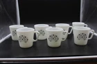 7pc PYREX Vintage Milk Glass Coffee Cup/Mug Blue Honeydew Summer