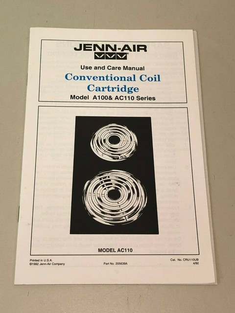 1992 Jenn Air Conventional Coil Cartridge Model A100 Ac110 Use